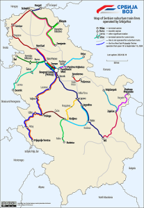 Карта железных дорог Сербии